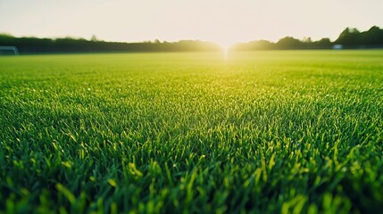 Fototapeta premium Green turf grass texture and background, featuring a lush grass field ideal for golf courses, soccer, football, and other sports. A vibrant green surface perfect for athletic activities.