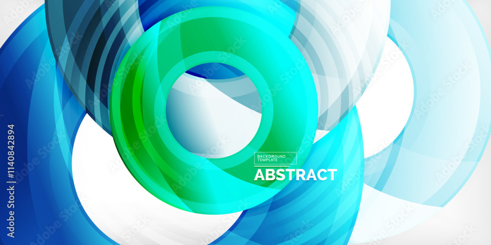 Poster bright colorful circles with light effects. abstract background