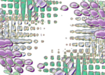 An abstract transparent psychedelic wavy splatter vignette design element overlay.