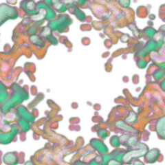 Obraz premium An abstract transparent psychedelic wavy splatter vignette design element overlay.