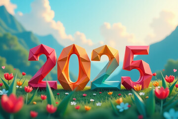 colored origami beautiful landscape symbolizing joy towards