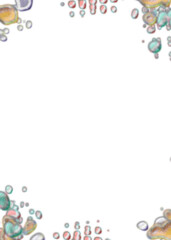 An abstract transparent psychedelic wavy splatter vignette design element overlay.