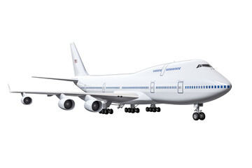 Obraz premium Airliner on transparent background. PNG cutout. Airliner related themes. Images for graphic designers. Travel agency. Isolated plane. Image for website. 