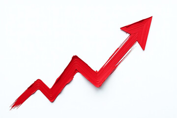 curved red brushstroke arrow points upwards white representing growth direction increase