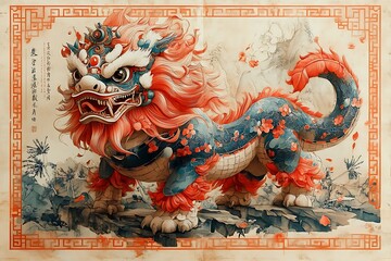 Obraz premium Painting of a Majestic Dragon