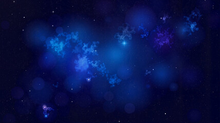Obraz premium Abstract cosmic fractal with stars and blue nebula in deep space