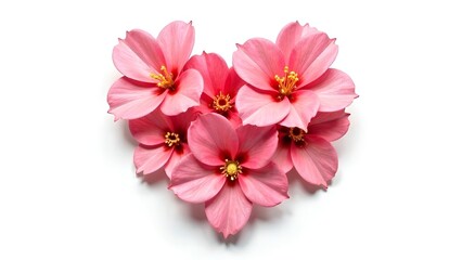 Valentines Day Heart Made of Red flowers Isolated on White Background.
