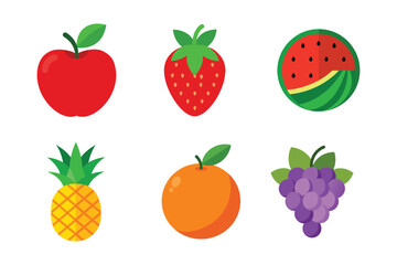 A set of Colorful fruits vector illustration