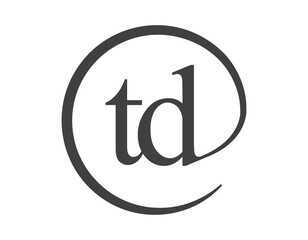 TD logo from two letter with circle shape email sign style. T and D round logotype of business company