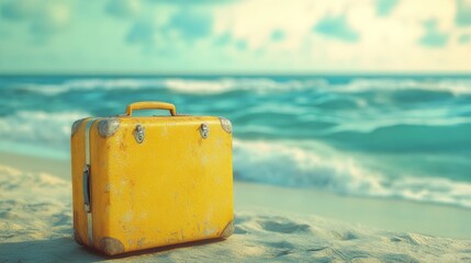 suitcase on the beach
