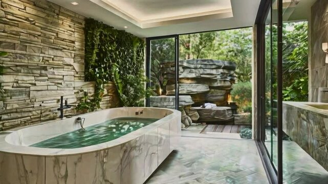 bathroom with shower and water