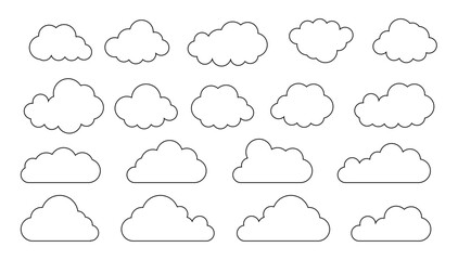 Clouds line art icon. Databases networking software image cloud and synoptics concept. Vector
