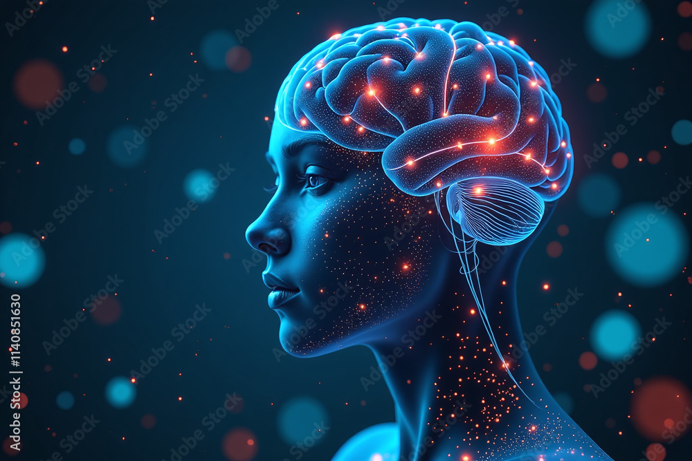 Poster artificial intelligence bright new idea concept explored various applications potential