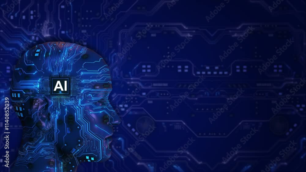 Poster circuit digital. artificial intelligence, 3d deep learning machine learning ai, technological digita