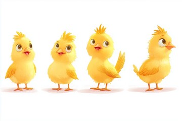 Chick illustration in various poses