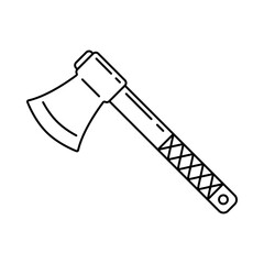 Axe icon. Black outline linear silhouette. Editable strokes. Side view. Vector simple flat graphic illustration. Isolated object on white background. Isolate.