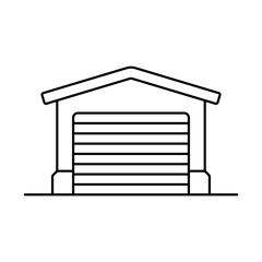 Garage icon. Black outline linear silhouette. Editable strokes. Front view. Vector simple flat graphic illustration. Isolated object on white background. Isolate.