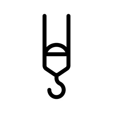 recommend clip art: Crane hook icon. Black outline linear silhouette. Editable strokes. Front side view. Vector simple flat graphic illustration. Isolated object on white background. Isolate.