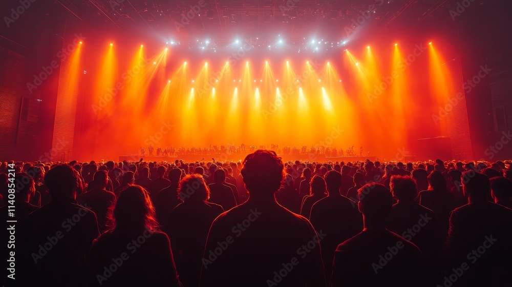 Poster crowd enjoying a vibrant performance at a large event venue with advanced technology