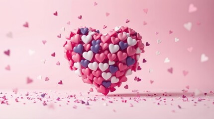 heart shape made of smaller 3D hearts