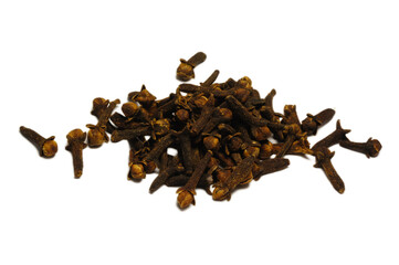 Pile of Dried Whole Cloves Isolated on White Background for Cooking