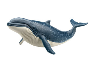 Fototapeta premium Blue Whale Plasticine Model on Transparent Background for Marine Life