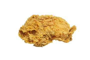 Crispy Golden Fried Chicken Piece Isolated on White Background
