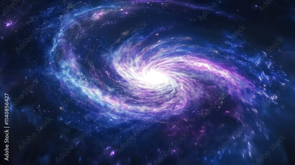 Wall mural blue and purple galaxy background created with generative ai technology
