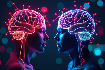 colorful neon lights illuminate human brains symbolic representations neural networks ai digital