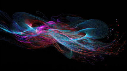 Fototapeta premium Colorful light trails with motion effect. Illustration of high speed light effect on black background. generative AI.