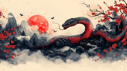 Obraz premium A Stunning Painting of a Majestic Snake