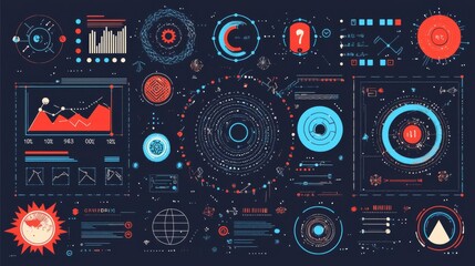Fototapeta premium Futuristic dashboard design featuring interactive data visualization elements.