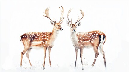 Obraz premium Two Majestic Deer in a Snowy Winter Wonderland