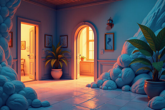 creates doorway illustrations multiple dimensions simultaneously artistic purposes every