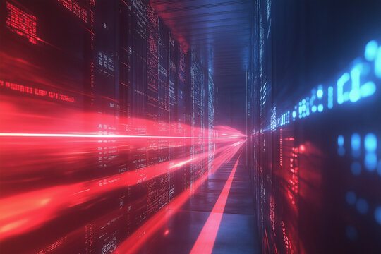 Digitale Daten&uuml;bertragung in lebhaften Blau- und Rott&ouml;nen

