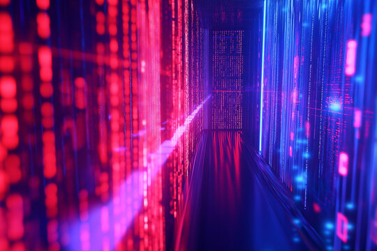 Digitale Daten&uuml;bertragung in lebhaften Blau- und Rott&ouml;nen

