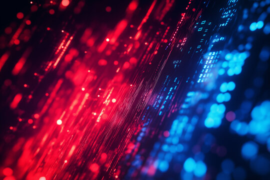 Digitale Daten&uuml;bertragung in lebhaften Blau- und Rott&ouml;nen

