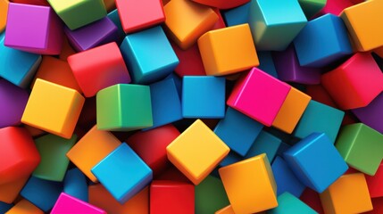 Obraz premium Vibrant Pile of Colorful Cubes: A Playful Abstract Image