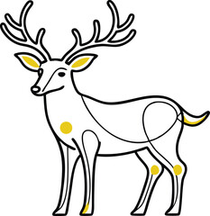 Christmas deer silhouette logo Continuous one line