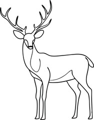 Christmas deer silhouette logo Continuous one line