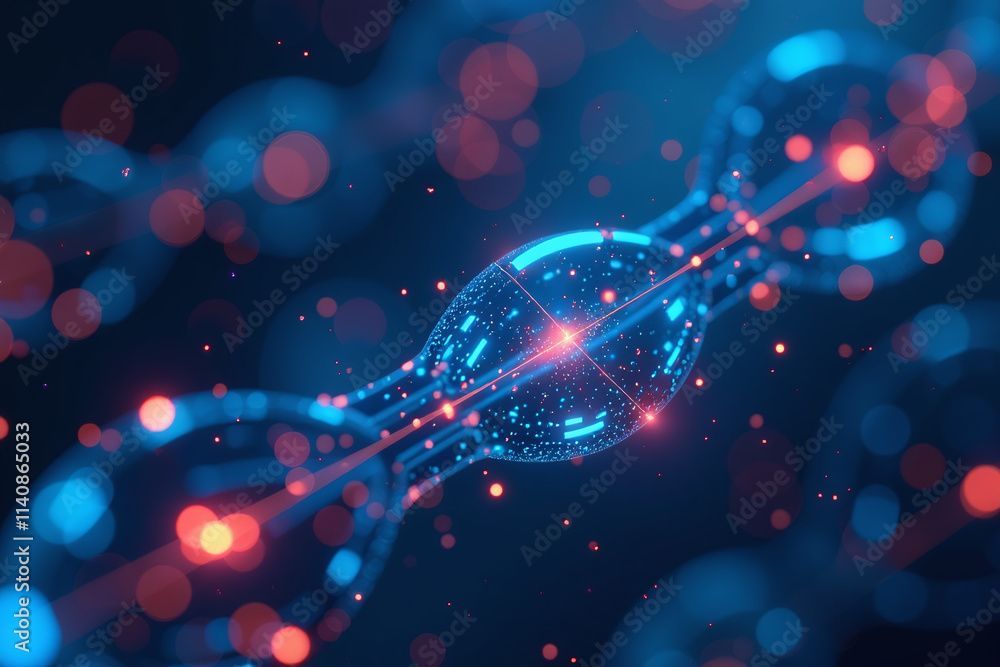 Poster glowing blockchain chains digital representations secure transactions