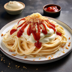 Whimsical Spaghettieis German Dessert with Strawberry Sauce