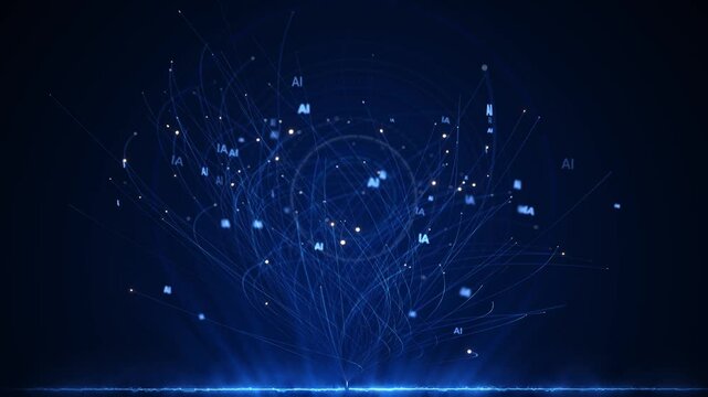 Growing Neural Network Web Connected Nodes Connections. AI, Computer Algorithms, 3D 4K Artificial Intelligence Language Model Chatbot, technology concept ai big brain data tech futuristic future mind