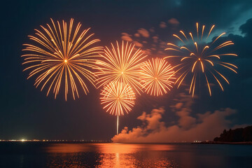 golden fireworks light night sky ushering new beginnings joyful celebrations year