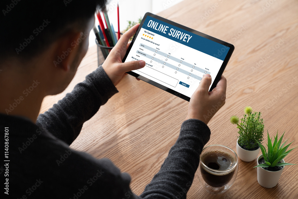Aufkleber online survey form for modish digital information collection on the internet network