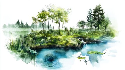 Sustainable ecosystem illustration green & blue