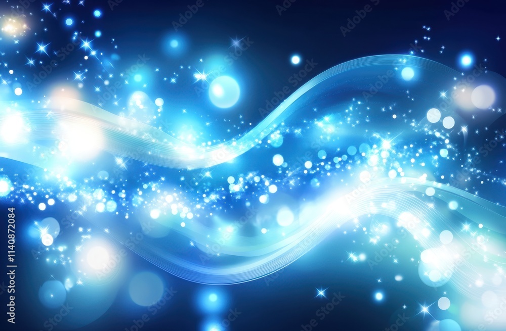 Poster abstract blue background with wavy lines and glowing elements elegant blue background for business o