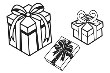 gift box icon set on a simple black silhouette color and white background