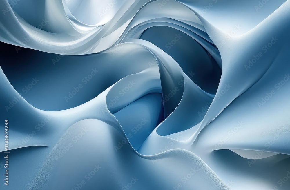 Poster blue background with smooth curves and wavy lines, creating an abstract design generative ai