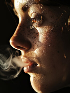 rauchen, rauch, ausatmen, zigarettenqualm, nikotin, sucht, s&uuml;chtig, gesicht, black, leute, frau, abh&auml;ngiug, raucher, rauchen, zigarre, vors&auml;tze, neujahr, silvester, sch&ouml;nheit, kopf, auge, dark, person